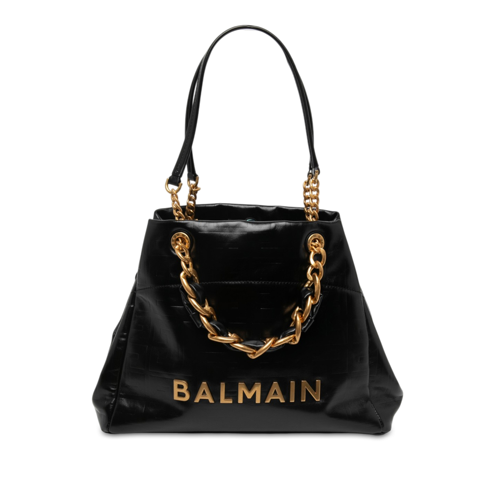 Pre-Loved Balmain Embossed Crackled Calfskin 1945 Soft Tote
